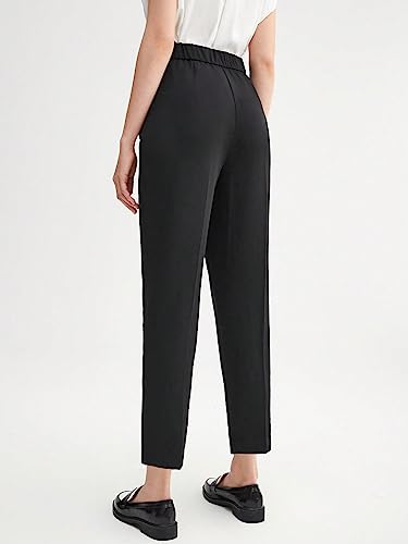 SweatyRocks Women's Casual High Waist Loose Straight Leg Cropped Work Pants