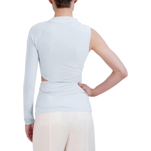 BCBGMAXAZRIA Women's Asymmetrical Draped One Sleeve Top