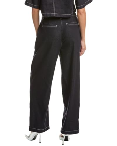 BCBG Women's Wide Leg Pleated Denim Pant
