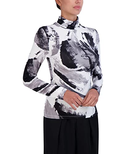 BCBGMAXAZRIA Women's Long Sleeve Fitted Turtleneck Top